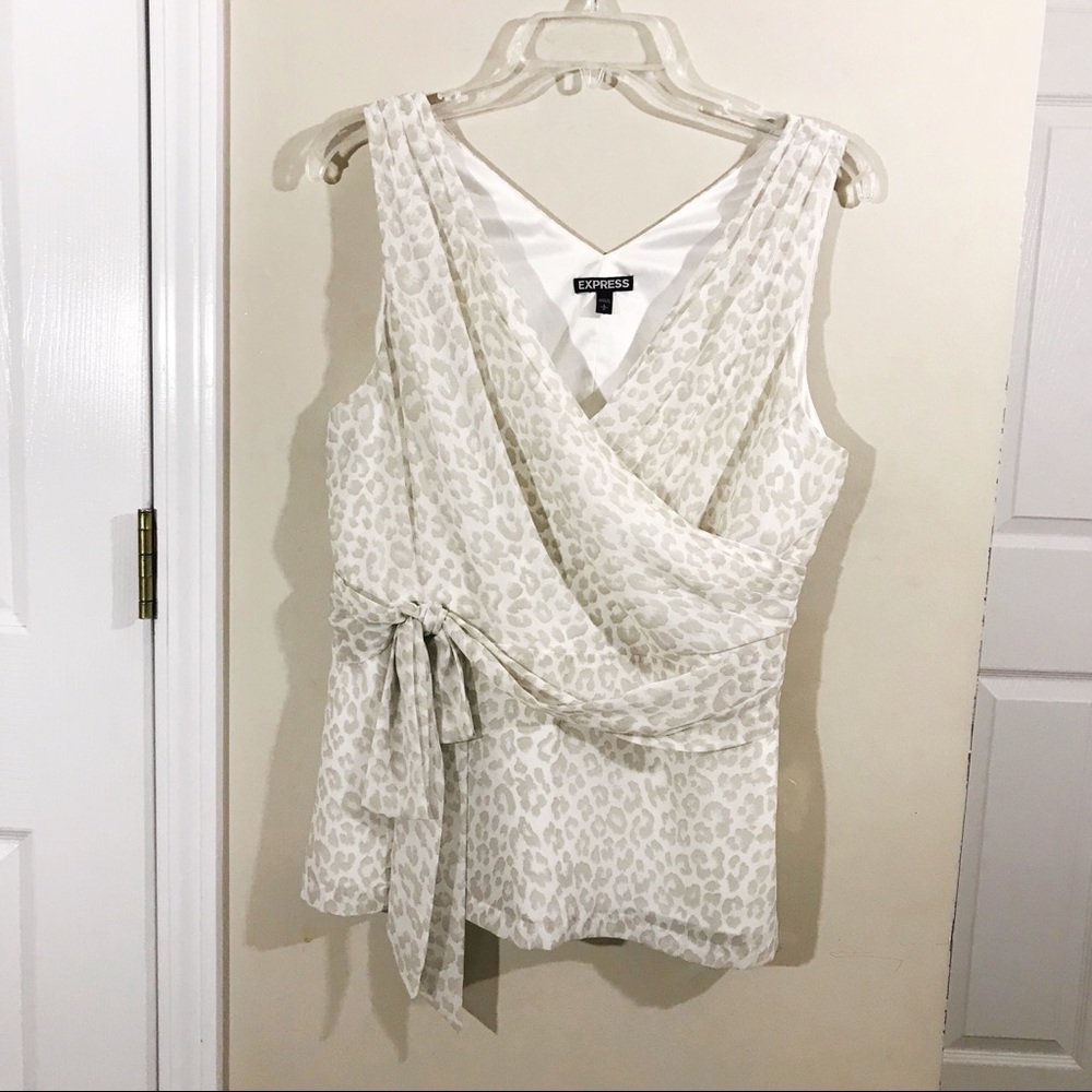 Express Leopard Print V-Neck Blouse - Size L